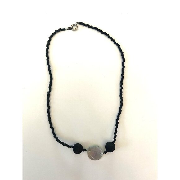 Natural Santorini Greece Volcanic Lava Black Beaded Necklace - Picture 9 of 14